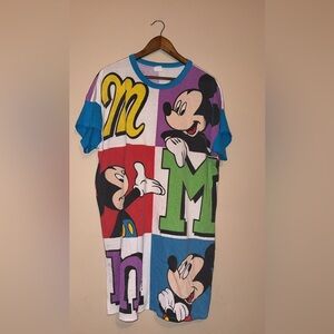 Vintage Disney Mickey Mouse Multicolor OSFA Night Gown